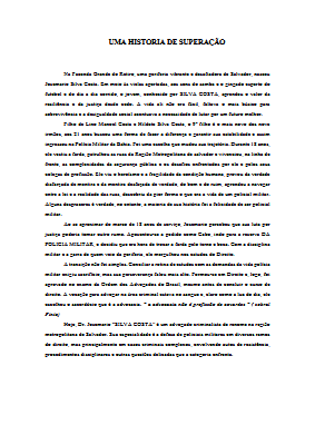 UMA HISTORIA DE SUPERAÇÂO