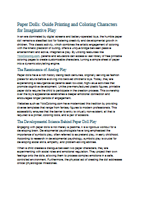 Paper Dolls Guide Printing and Coloring Characters for Imaginative Play