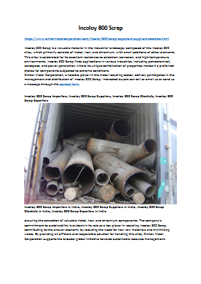 Incoloy 800 Scrap Stockists in India