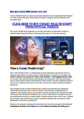 Cosmic Wealth Script Unveiled: 2025 NEW UPDATE on Unlocking Abundant Prosperity!