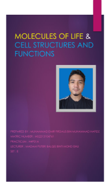 MOLECULES OF LIFE & CELL STRUCTURES AND FUNCTIONS(1)(1)