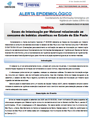 ALERTA EPIDEMIOLOGICO Nº 09.2025 CASOS DE INTOXICAÇÃO POR METANOL RELACIONADO AO CONSUMO DE BEBIDAS ALCOÓLICAS NO ESTADO DE SÃO PAULO