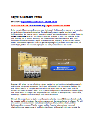 Urgent Millionaire Switch Reviews (We Have Tested It) Can This Truly Boost Your Energy? 