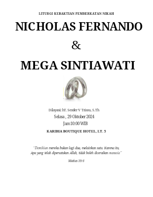 Buku Liturgi - Nicholas & Mega (29 Okt 2024)